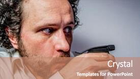  Presentation with spray - Amazing presentation having business people ugly - cleaning spray man with intense backdrop and a coral colored foreground