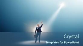  Presentation with spotlight - PPT theme featuring business-people-under-the-spotlight background and a ocean colored foreground