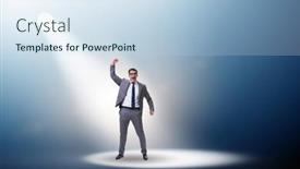  Presentation with spotlight - Presentation design with business-people-under-the-spotlight background and a sky blue colored foreground