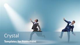  Presentation with spotlight - Slide deck featuring business-people-under-the-spotlight background and a teal colored foreground