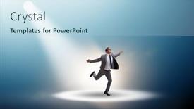  Presentation with spotlight - PPT layouts enhanced with business-people-under-the-spotlight background and a light blue colored foreground