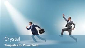  Presentation with spotlight - Presentation consisting of business-people-under-the-spotlight background and a teal colored foreground