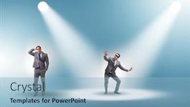  Presentation with spotlight - Presentation theme consisting of business-people-under-the-spotlight background and a  colored foreground