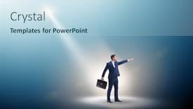  Presentation with spotlight - PPT layouts enhanced with business-people-under-the-spotlight background and a light blue colored foreground