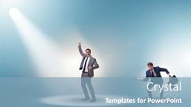  Presentation with spotlight - Slide deck with business-people-under-the-spotlight background and a light blue colored foreground