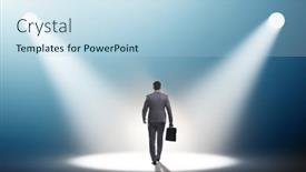  Presentation with spotlight - PPT layouts having business-people-under-the-spotlight background and a light blue colored foreground