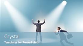  Presentation with spotlight - Slide set having business-people-under-the-spotlight background and a  colored foreground