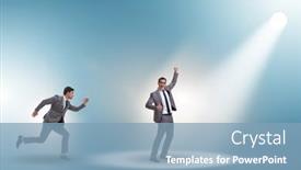  Presentation with spotlight - PPT layouts enhanced with business-people-under-the-spotlight background and a light blue colored foreground