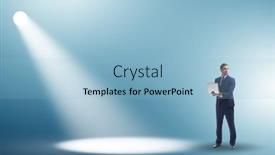  Presentation with spotlight - Presentation theme featuring business-people-under-the-spotlight background and a light blue colored foreground