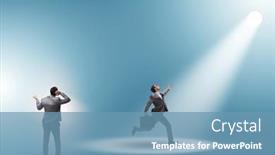  Presentation with spotlight - Presentation theme enhanced with business-people-under-the-spotlight background and a teal colored foreground