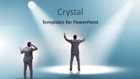  Presentation with spotlight - Presentation design with business-people-under-the-spotlight background and a light blue colored foreground