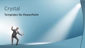  Presentation with spotlight - Slide deck featuring business-people-under-the-spotlight background and a light blue colored foreground