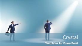  Presentation with spotlight - PPT theme enhanced with business-people-under-the-spotlight background and a teal colored foreground