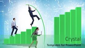  Presentation with vault - Presentation design consisting of business-people-vault-jumping-over background and a seafoam green colored foreground