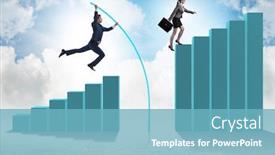  Presentation with vault - Beautiful PPT theme featuring business-people-vault-jumping-over backdrop and a light blue colored foreground