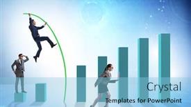  Presentation with vault - Theme having business-people-vault-jumping-over background and a light blue colored foreground