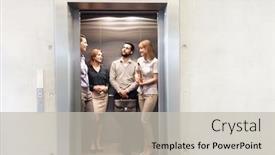  Presentation with elevator - PPT layouts consisting of business-people-waiting-for-elevator background and a light gray colored foreground