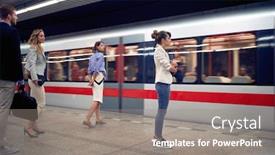  Presentation with young business people - Amazing theme having business-people-waiting-for-metro backdrop and a gray colored foreground