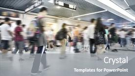  Presentation with blur abstract people people - Beautiful presentation theme featuring business people walk at subway backdrop and a gray colored foreground