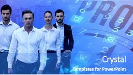  Presentation with business profit - Presentation theme featuring business people walking against white background and a cobalt blue colored foreground