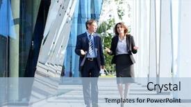  Presentation with walking - Amazing theme having business people walking and talking backdrop and a light blue colored foreground