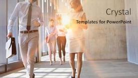  Presentation with flare - Cool new presentation theme with business people walking in office corridor with yellow lens flare backdrop and a lemonade colored foreground