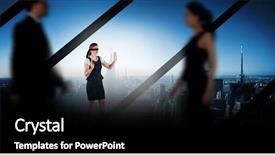  Presentation with city people walking - Audience pleasing slide deck consisting of business people walking backdrop and a black colored foreground