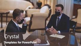  Presentation with virus - Slide set having business-people-wearing-crona-virus background and a tawny brown colored foreground