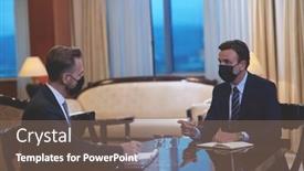  Presentation with virus - Cool new slide set with business-people-wearing-crona-virus backdrop and a violet colored foreground