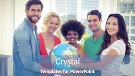  Presentation with young business people - Audience pleasing slides consisting of business people with a globe backdrop and a teal colored foreground