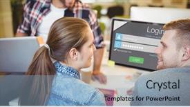  Presentation with login - Beautiful PPT layouts featuring business people with login screen backdrop and a light blue colored foreground