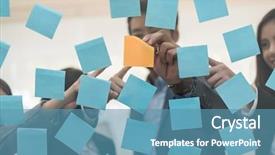  Presentation with planning - Amazing slide set having business people with project planning paper backdrop and a teal colored foreground