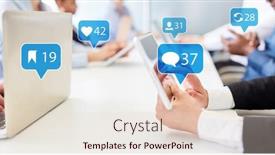  Presentation with social media - Presentation design having business-people-with-tablet background and a lemonade colored foreground