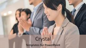  Presentation with animated business people - Audience pleasing slide deck consisting of business people with thai greeting backdrop and a coral colored foreground