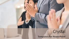  Presentation with thai - Beautiful slide set featuring business people with thai greeting backdrop and a coral colored foreground