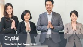  Presentation with business culture - Colorful presentation theme enhanced with business people with thai greeting backdrop and a dark gray colored foreground