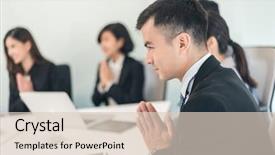  Presentation with business culture - Cool new PPT theme with business people with thai greeting backdrop and a lemonade colored foreground