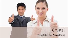  Presentation with people - PPT theme enhanced with business-people-with-the-thumbs background and a  colored foreground