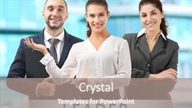  Presentation with team leader - Colorful slide deck enhanced with business people word leader backdrop and a gray colored foreground