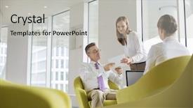  Presentation with office mix of people - Cool new presentation with business people working in office backdrop and a light gray colored foreground