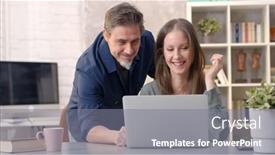  Presentation with business office desk - Audience pleasing PPT theme consisting of business-people-working-in-office backdrop and a gray colored foreground