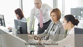  Presentation with aging - Beautiful presentation featuring business people working on computer backdrop and a  colored foreground