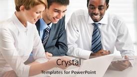  Presentation with diverse business people - Presentation theme having business people working together background and a coral colored foreground