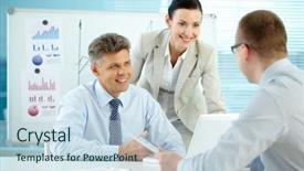  Presentation with better together - Beautiful slide deck featuring businessmen ladies - business people working together backdrop and a sky blue colored foreground