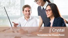  Presentation with african american in computer class business - Presentation theme consisting of business people working with computer background and a  colored foreground