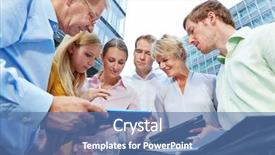  Presentation with catering banquet table different - Slide set consisting of business people working with different background and a  colored foreground