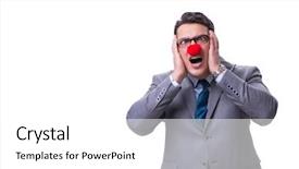  Presentation with funny retirement - PPT theme enhanced with business performance - funny clown businessman isolated background and a white colored foreground