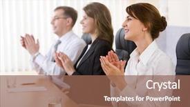  Presentation with black people - PPT theme consisting of business performance - successful applauding young people sitting background and a violet colored foreground