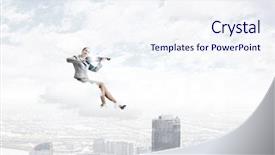  Presentation with young children playing multicultural - Audience pleasing PPT theme consisting of business performance - young businesswoman sitting on cloud backdrop and a  colored foreground