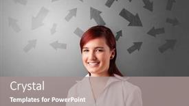  Presentation with believe for business - PPT theme consisting of business person choosing between several directions background and a gray colored foreground